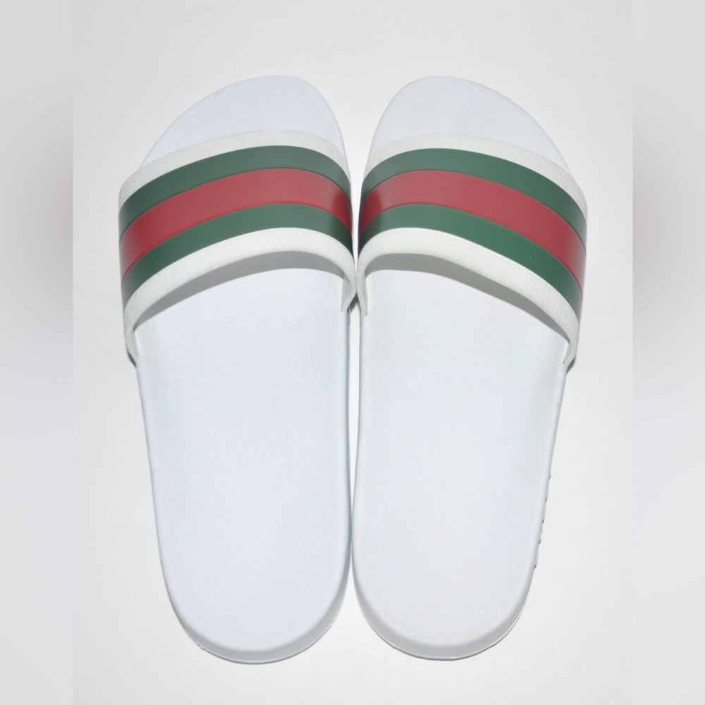 Authentic Gucci White Pool Slides Slip On Sandals Men's US Size 9 MSRP $495 - Picture 6 of 9